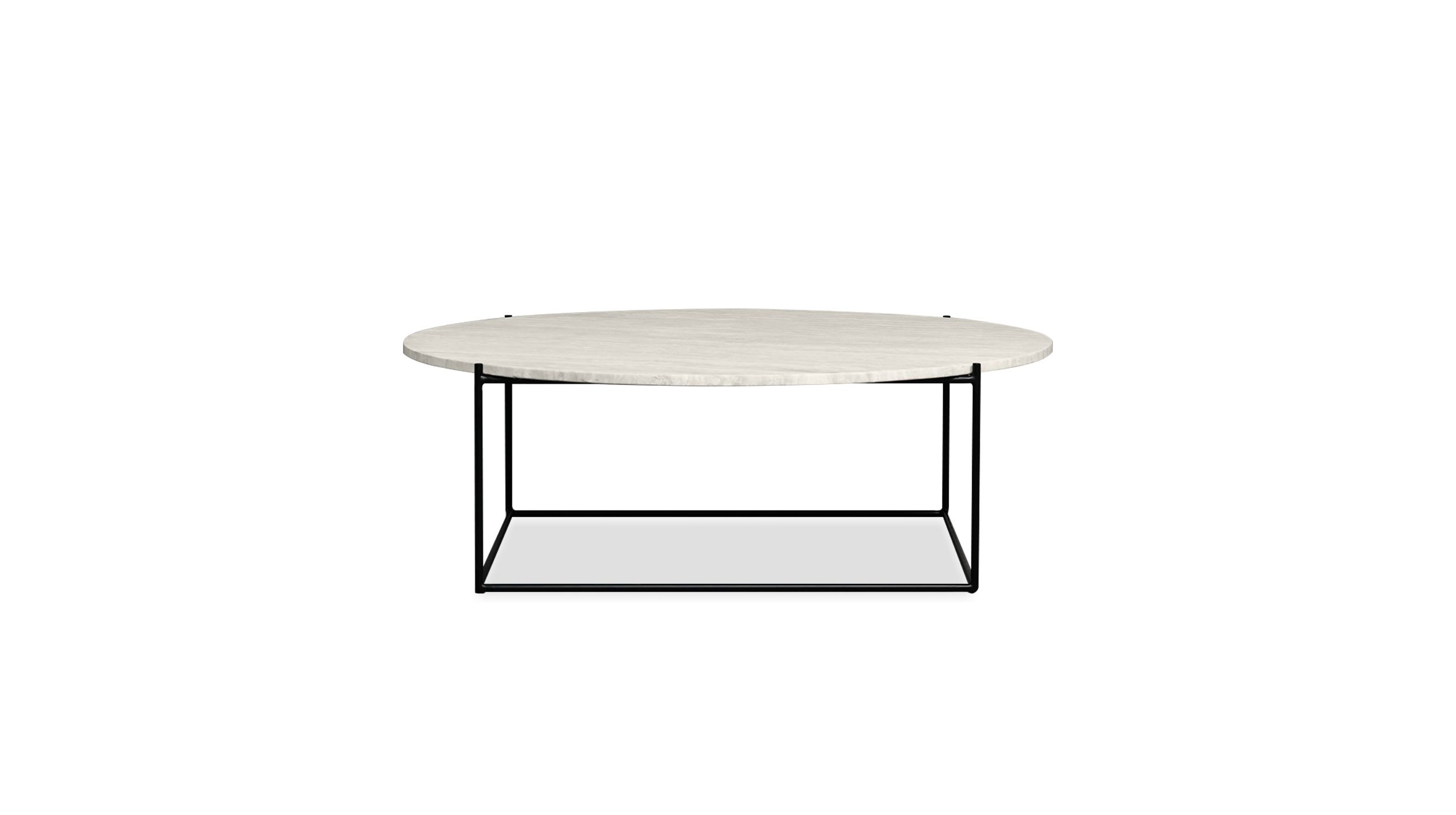 lola travertino marble coffee table black legs