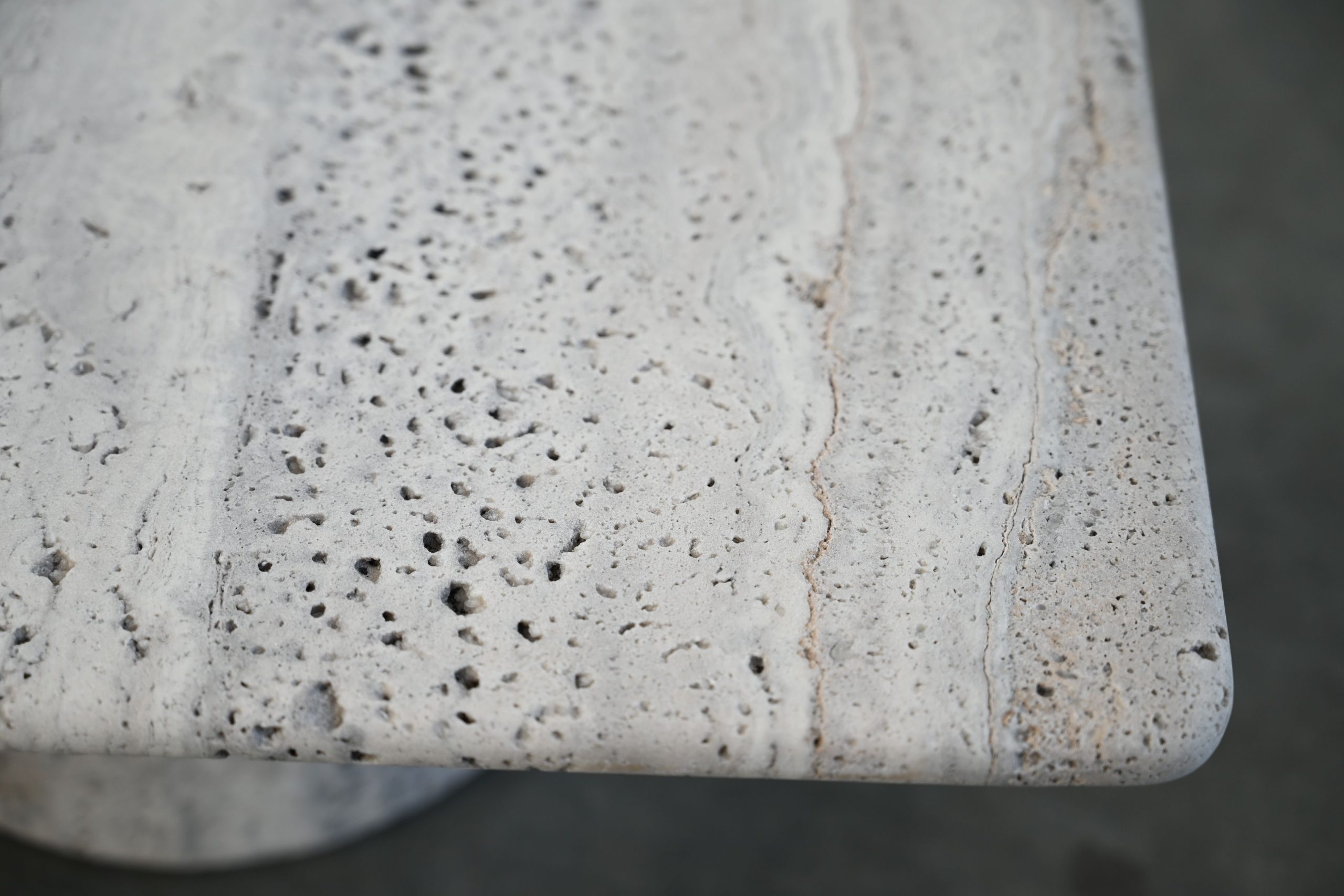 sloane tall grey travertine marble coffee table