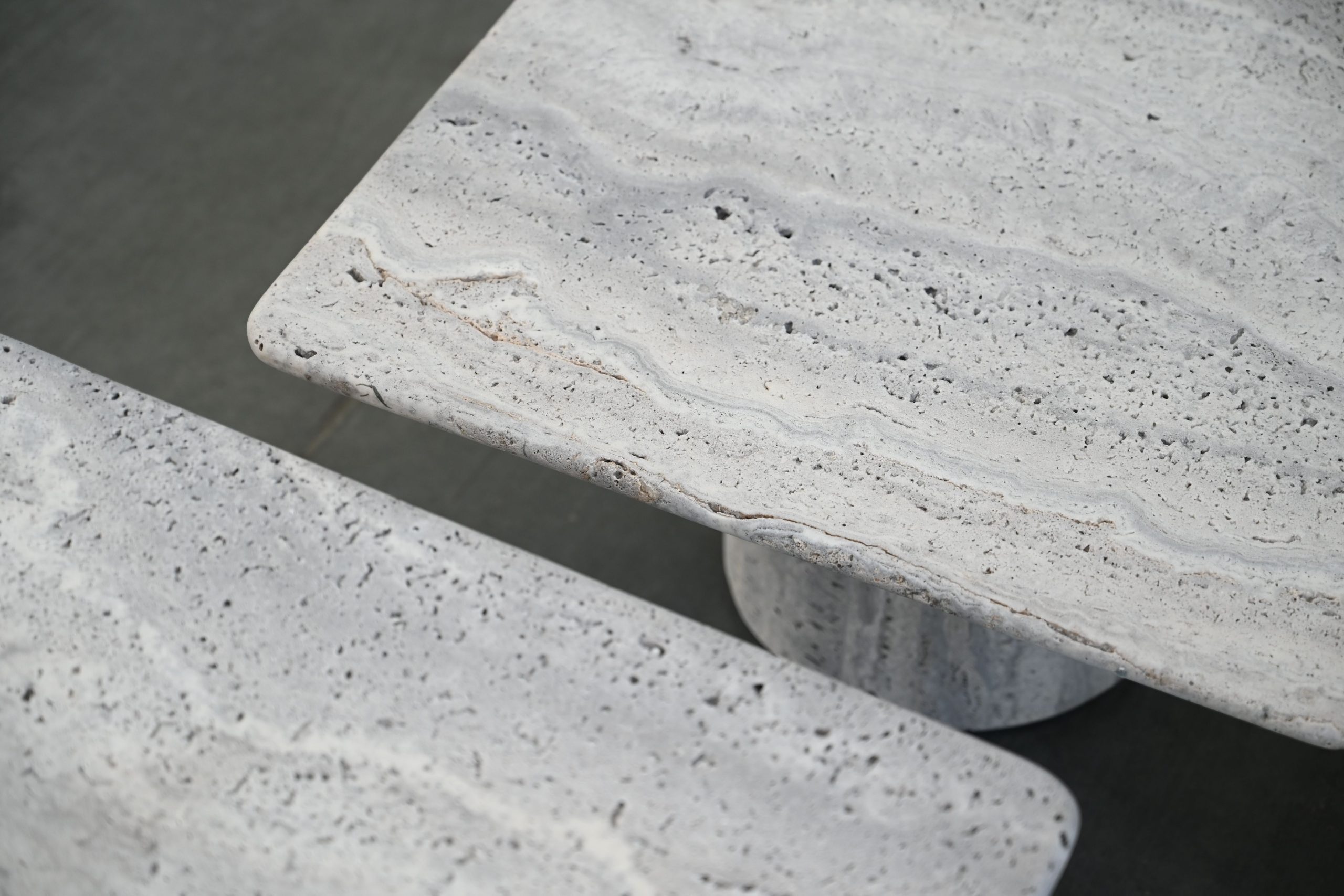 sloane tall grey travertine marble coffee table