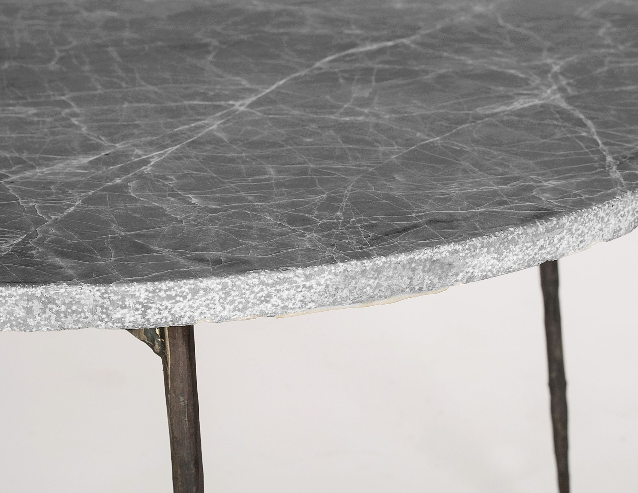tuktuk small grey marble coffee table black hammered iron