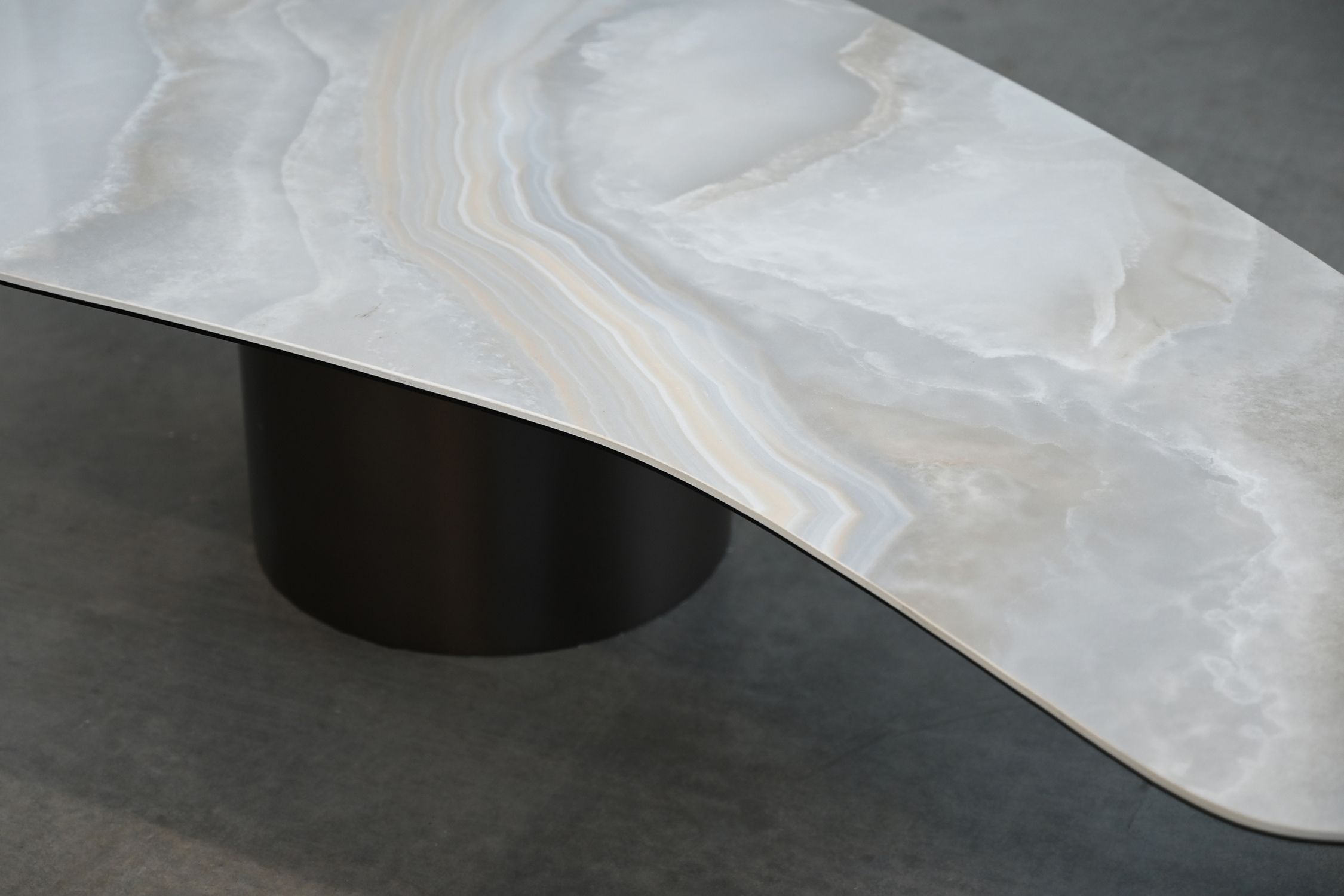 wedge large brown ceramic top coffee table