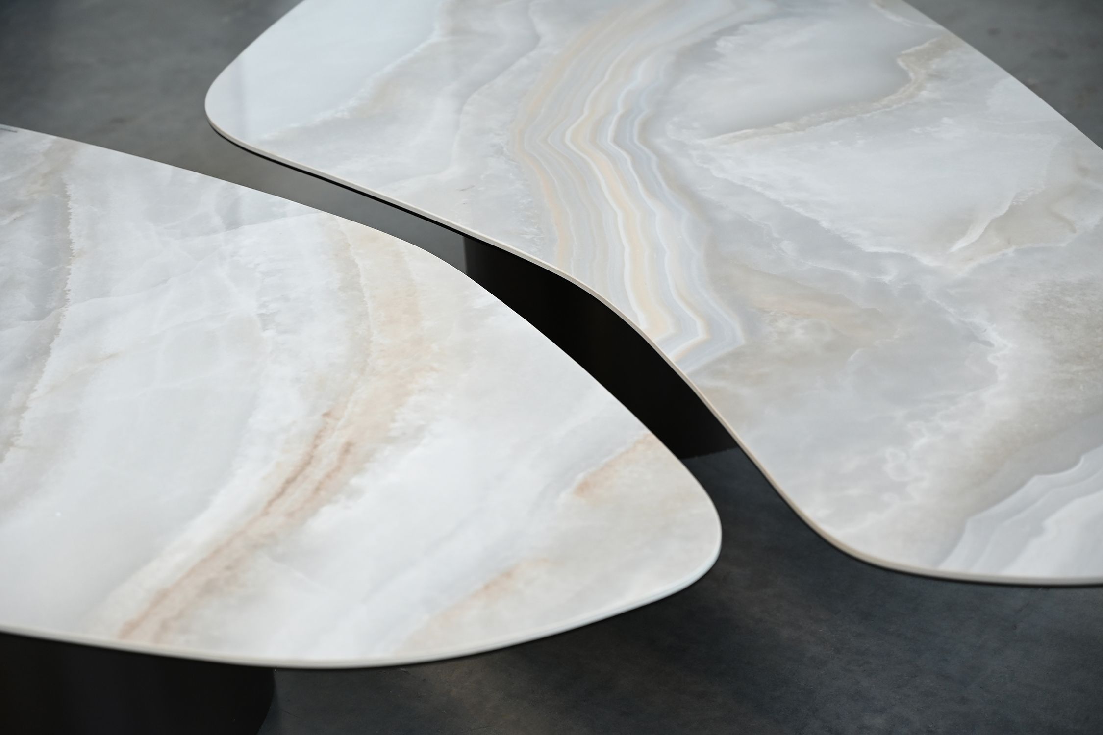 wedge large brown ceramic top coffee table