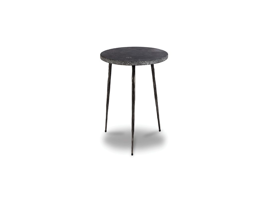 kaii tall black marble hammered edge end table