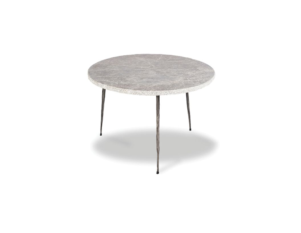 kaii low grey marble end table with hammered edge