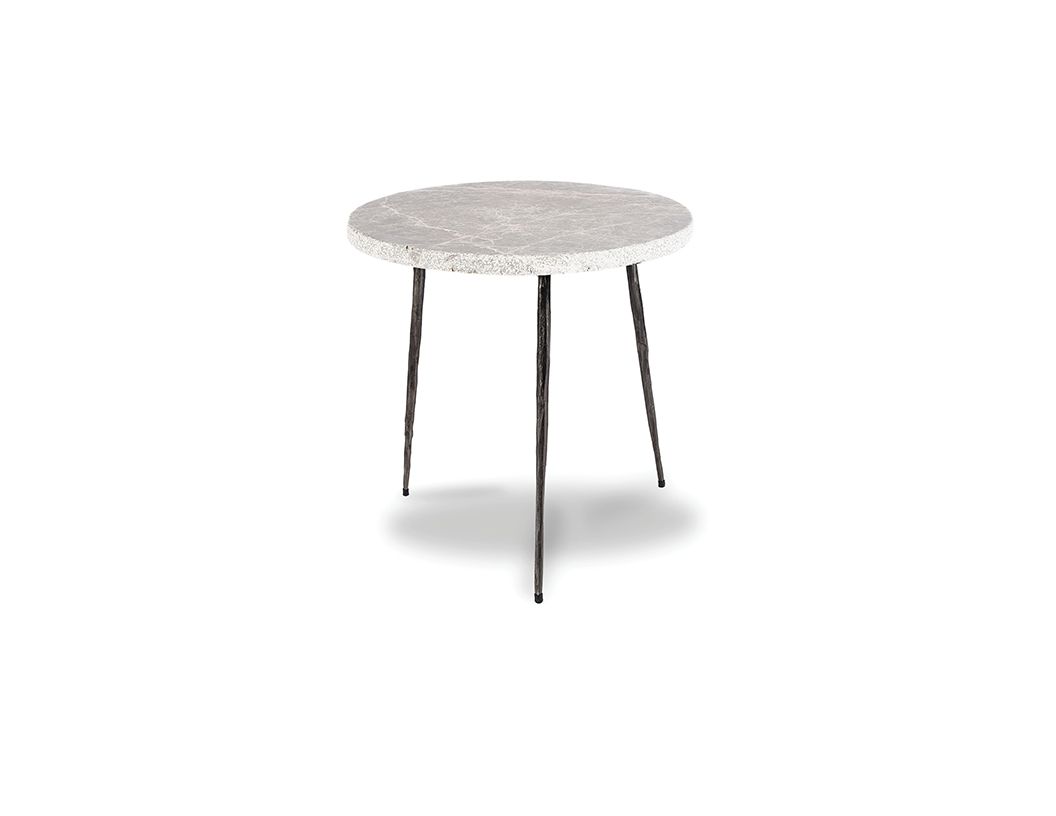kaii grey marble hammered edge medium end table