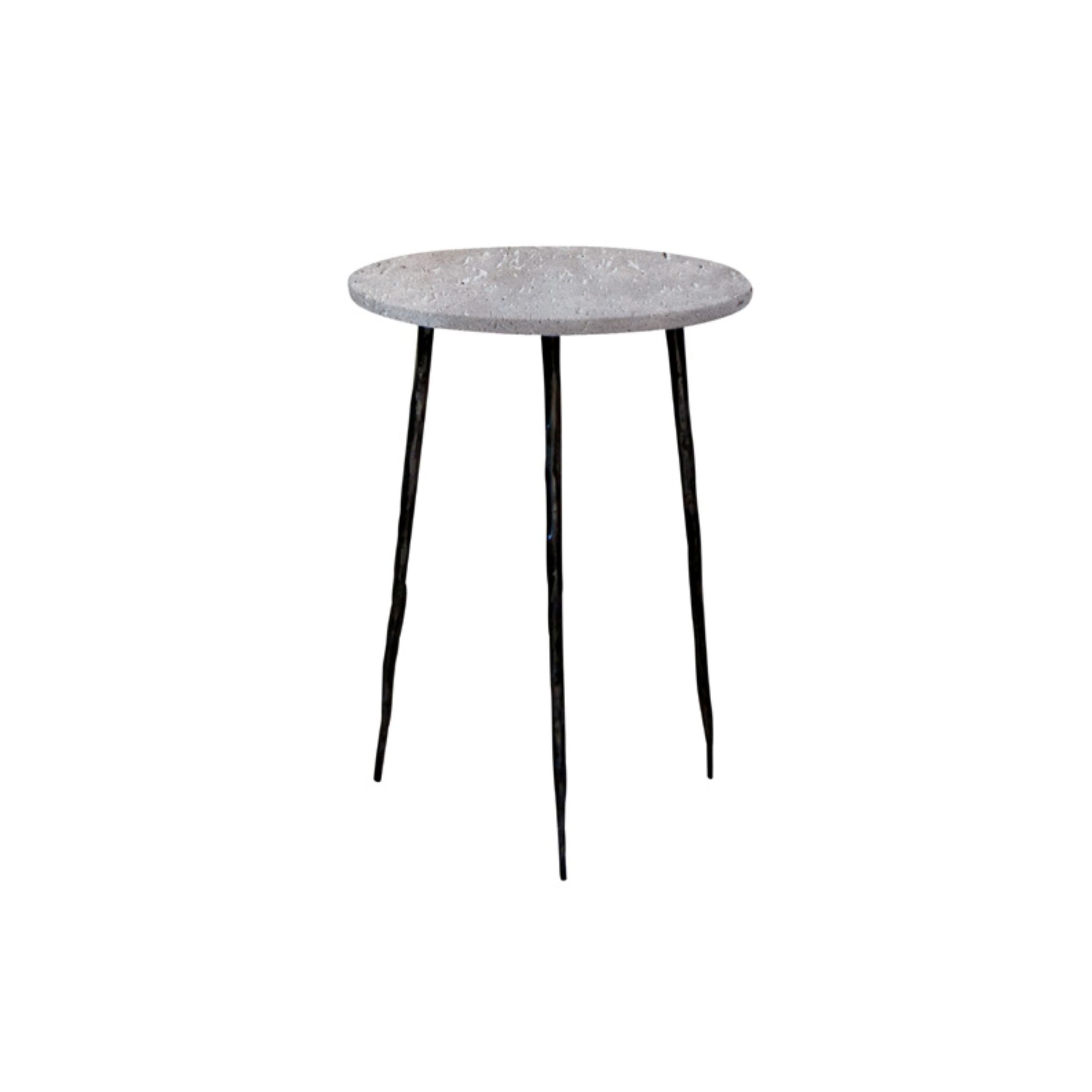 kaii tall grey sandstone marble hammered edge end table