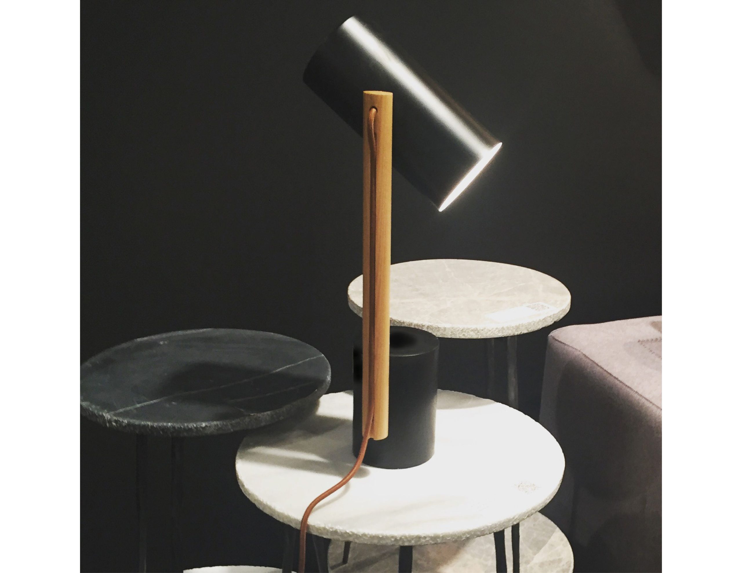 kaii low white marble hammered edge end table black legs