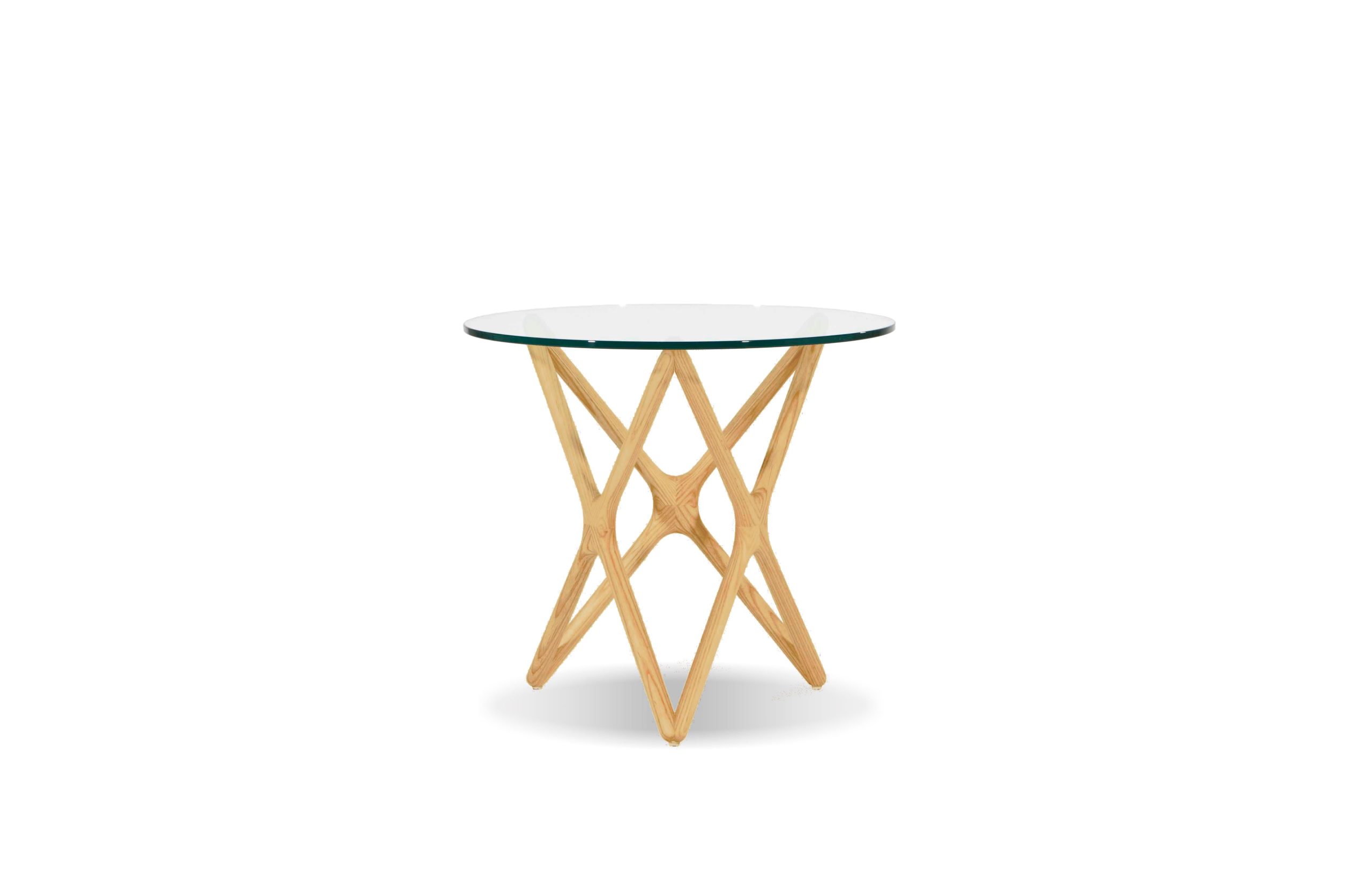 quasar low end table clear glass natural ash wood