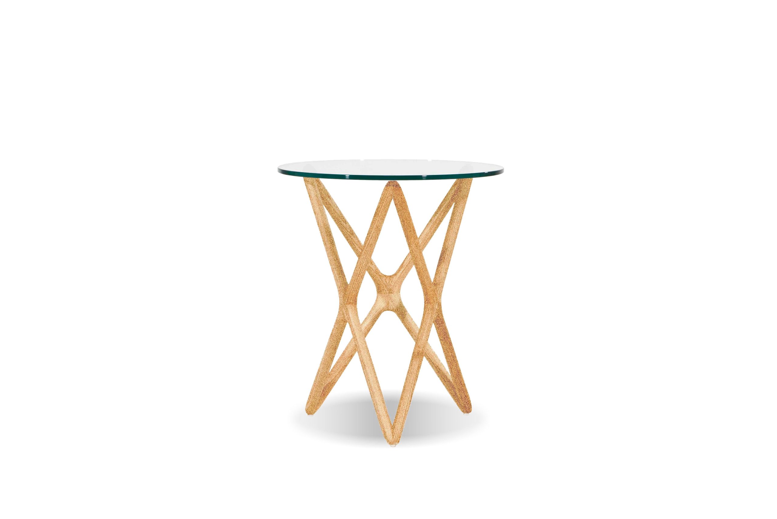 quasar tall clear glass natural ash end table