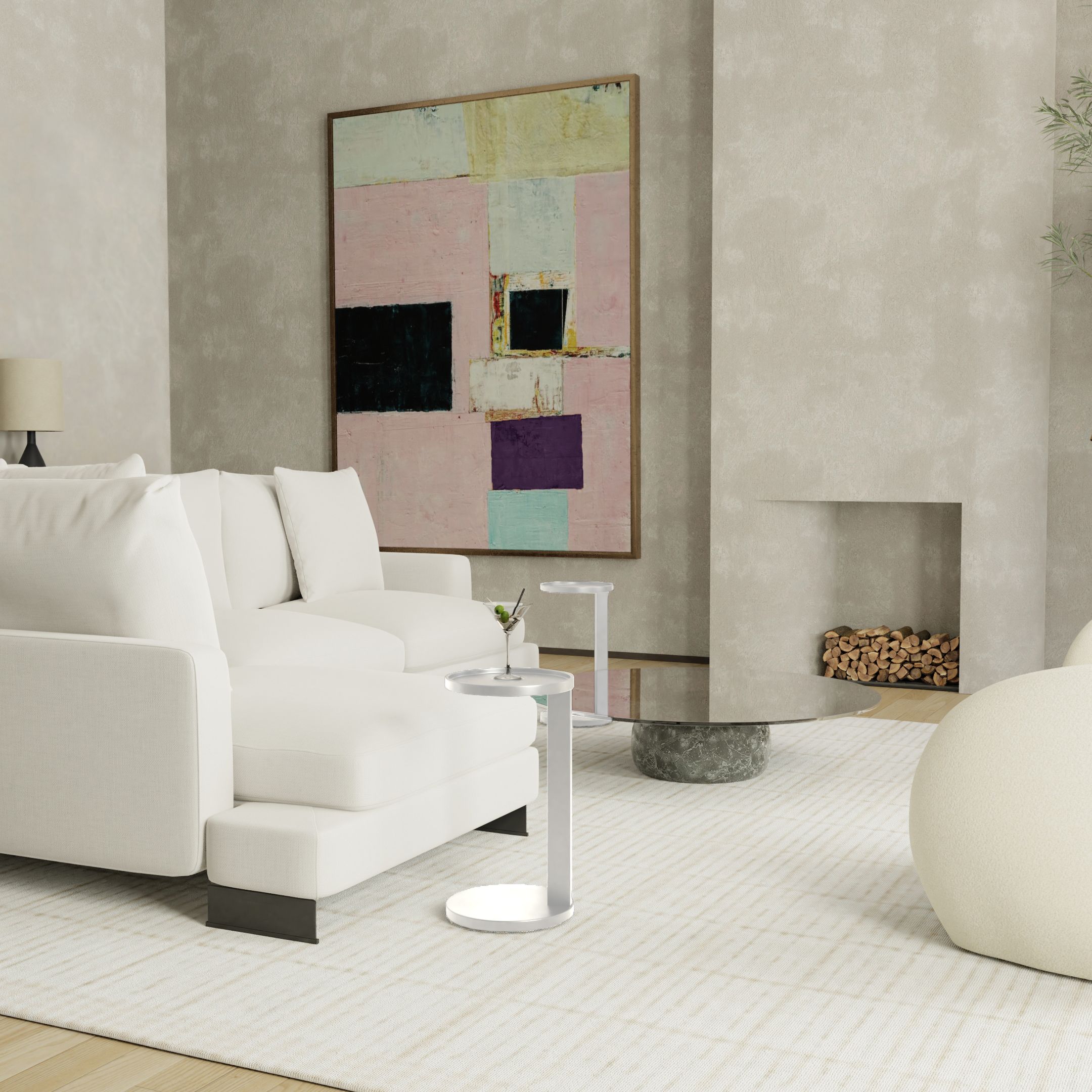 rookie matte white aluminum end table