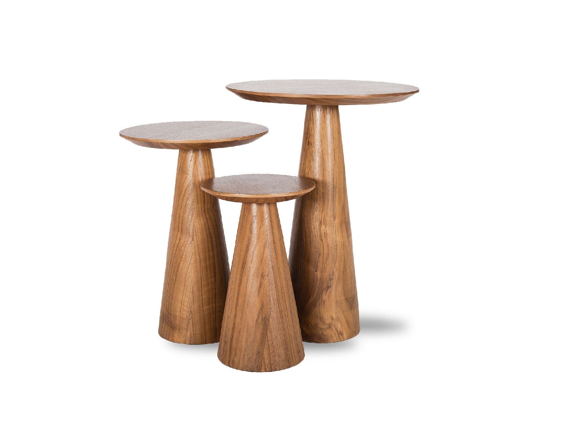 tower low natural walnut veneer end table