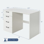 White Computer Desk with Spacious Top and 4 Drawers 12 White Computer Desk with Spacious Top and 4 Drawers