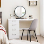 White Computer Desk with Spacious Top and 4 Drawers 9 White Computer Desk with Spacious Top and 4 Drawers