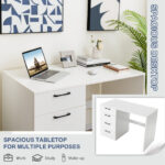 White Computer Desk with Spacious Top and 4 Drawers 13 White Computer Desk with Spacious Top and 4 Drawers