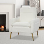 White Sherpa Accent Chair with Gold Metal Legs for Living Room 9 White Sherpa Accent Chair with Gold Metal Legs for Living Room
