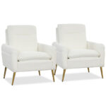 White Sherpa Accent Chair with Gold Metal Legs for Living Room 11 White Sherpa Accent Chair with Gold Metal Legs for Living Room