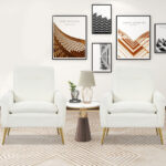 White Sherpa Accent Chair with Gold Metal Legs for Living Room 13 White Sherpa Accent Chair with Gold Metal Legs for Living Room