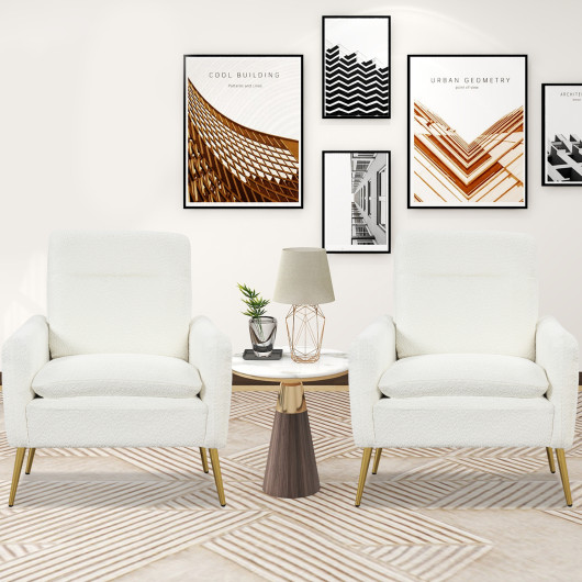 White Sherpa Accent Chair with Gold Metal Legs for Living Room 6 White Sherpa Accent Chair with Gold Metal Legs for Living Room - Image 6