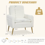 White Sherpa Accent Chair with Gold Metal Legs for Living Room 12 White Sherpa Accent Chair with Gold Metal Legs for Living Room