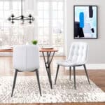 Ergonomic Tufted Dining Chair with Faux Leather and Steel Legs (Set of 2)