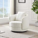 Cream Boucle Mid-Century Modern Accent Armchair for Living Room