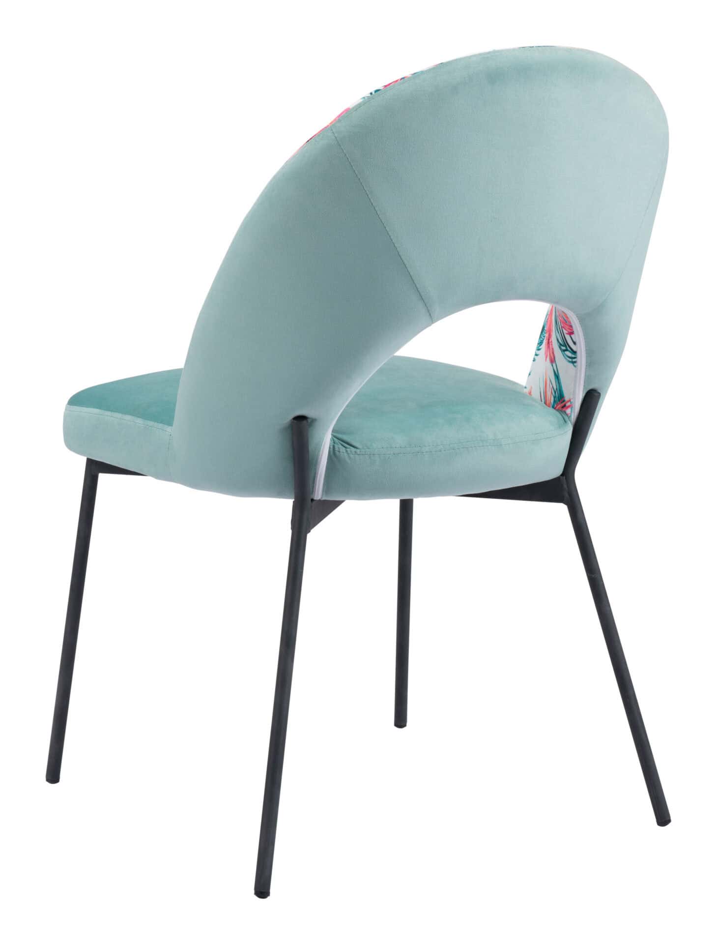 Modern Velvet Dining Chair with Printed Fabric and Steel Frame (Set of 2) 8 Modern Velvet Dining Chair with Printed Fabric and Steel Frame (Set of 2) - Image 8