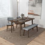 Grey Fabric Upholstered Solid Wood Bench with Removable Legs 36 Inch