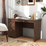 Vintage Wooden Computer Desk with Drawers for Home Office Use