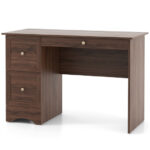 Vintage Wooden Computer Desk with Drawers for Home Office Use