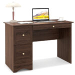 Vintage Wooden Computer Desk with Drawers for Home Office Use