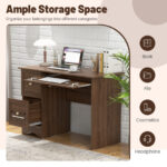 Vintage Wooden Computer Desk with Drawers for Home Office Use