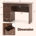 Vintage Wooden Computer Desk with Drawers for Home Office Use
