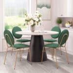 Round Beige & Bronze Dining Table with Steel Base 9 Round Beige & Bronze Dining Table with Steel Base