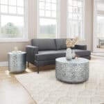 Antique Silver Side Table with Hand-Finished Round Top