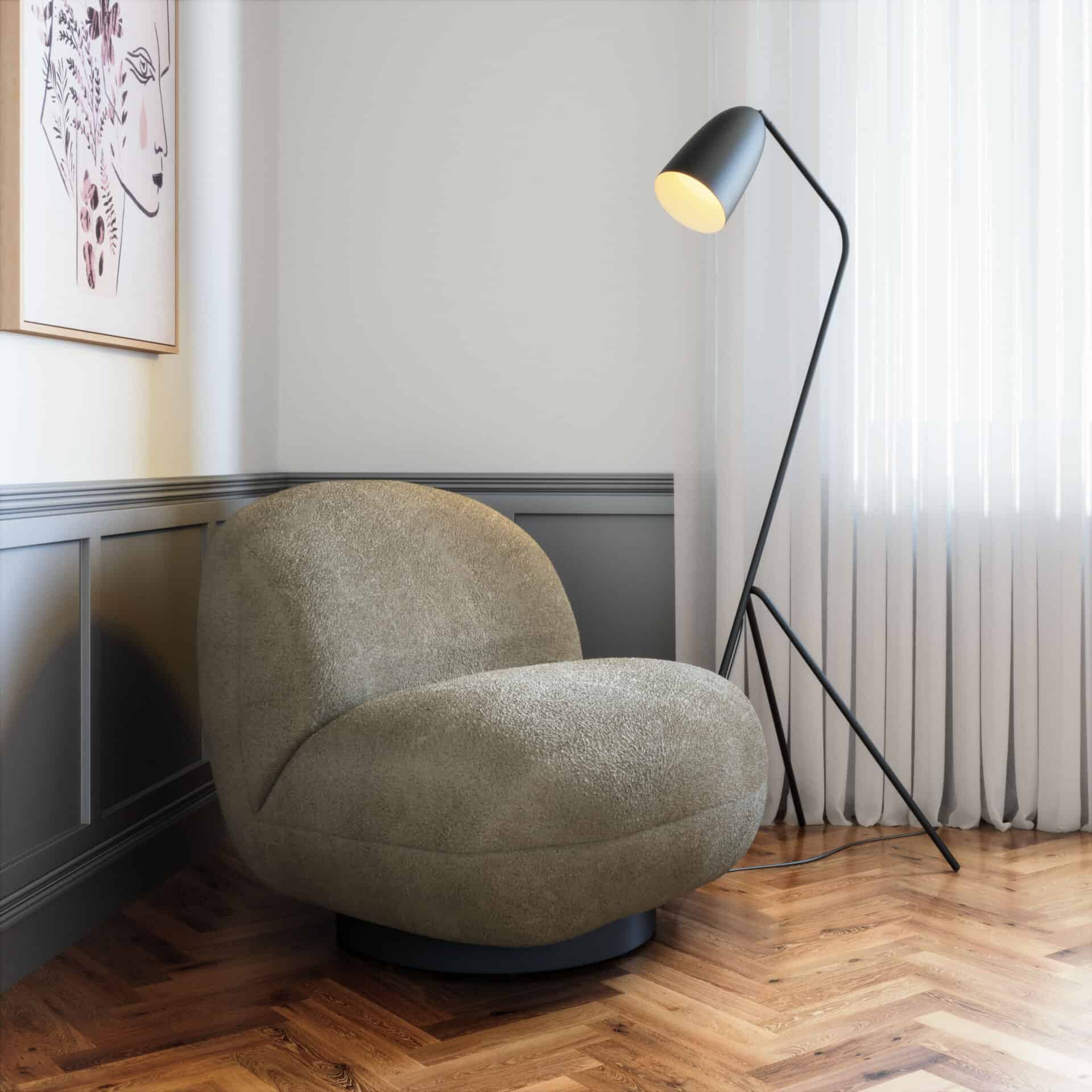 Olive Green Shearling Style Accent Chair with Powder Coated Steel Legs 1 Olive Green Shearling Style Accent Chair with Powder Coated Steel Legs