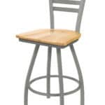 Jackie 36-Inch Extra-Tall Bar Stool with Anodized Nickel Finish and Natural Maple Seat