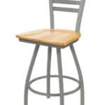 Jackie 36-Inch Extra-Tall Bar Stool with Anodized Nickel Finish and Natural Oak Seat