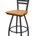 Jackie 30-Inch Bar Stool with Pewter Finish and Medium Oak Seat