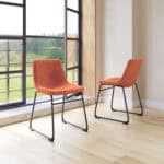 Sculpted Burnt Orange Dining Chair with Metal Base (Set of 2)