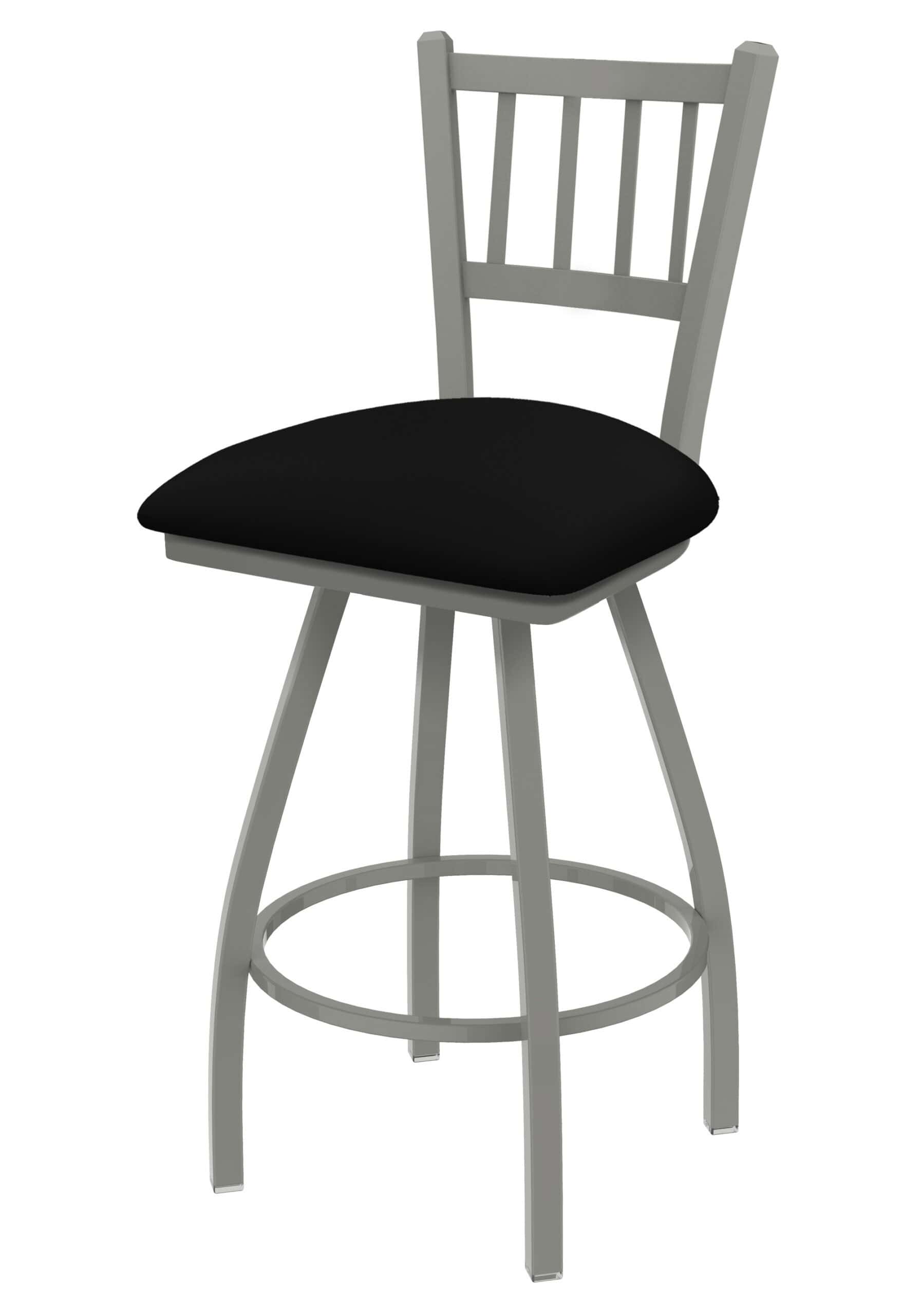 Contessa 30-Inch Bar Stool with Anodized Nickel Finish and Black Vinyl ...