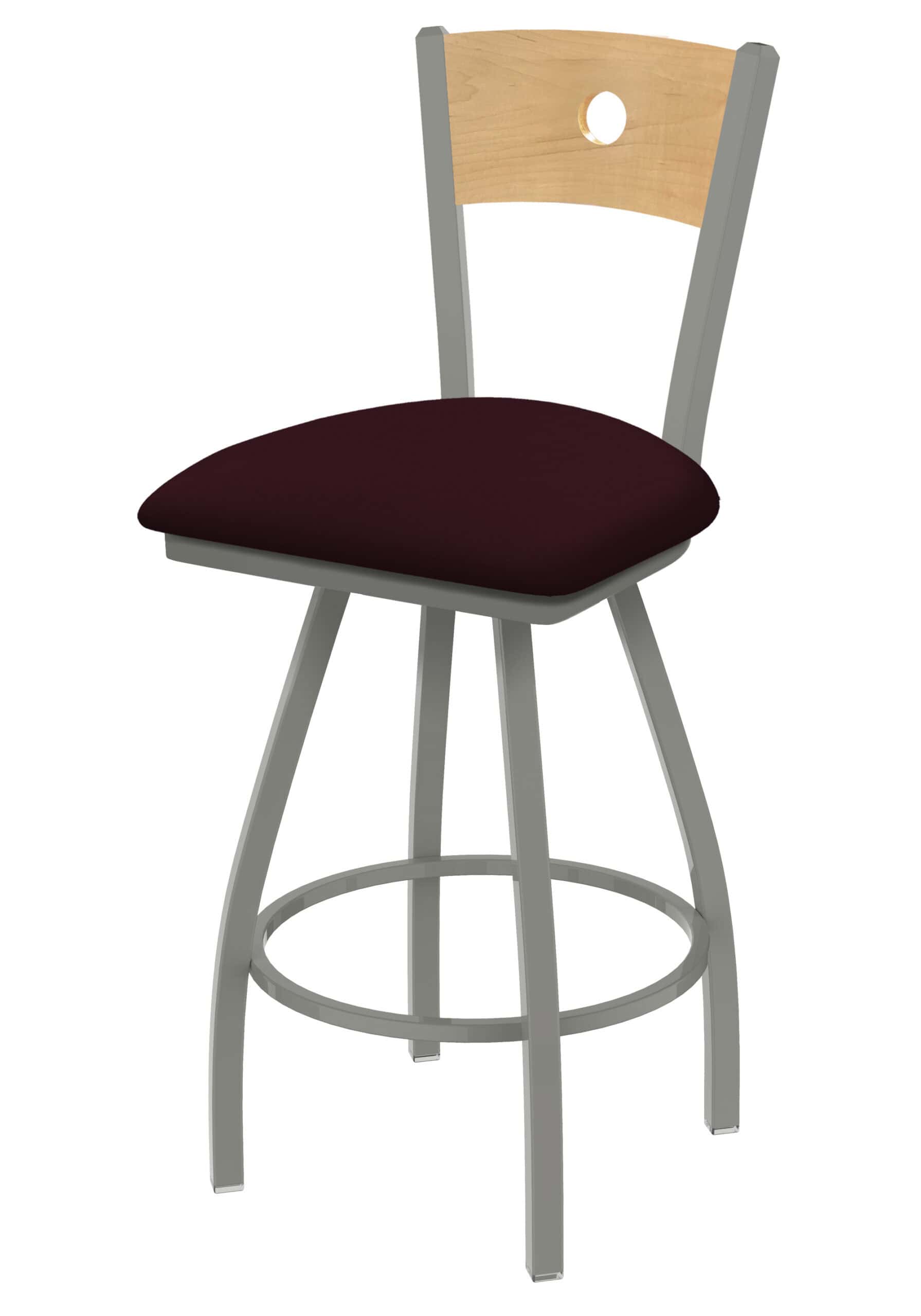 Voltaire 36-Inch Extra-Tall Bar Stool with Anodized Nickel Finish, Natural Back, and Canter Bordeaux Seat 5 Voltaire 36-Inch Extra-Tall Bar Stool with Anodized Nickel Finish, Natural Back, and Canter Bordeaux Seat