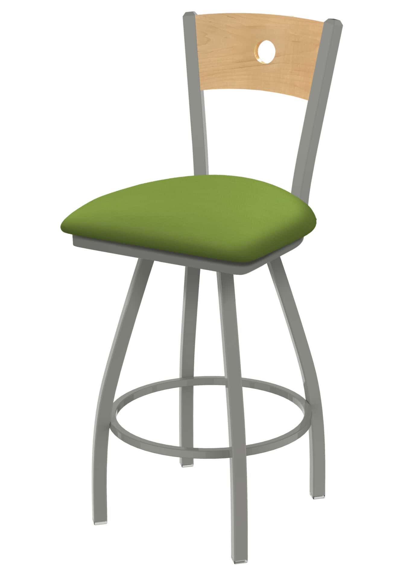 Voltaire 36-Inch Extra-Tall Bar Stool with Anodized Nickel Finish, Natural Back, and Canter Kiwi Green Seat 1 Voltaire 36-Inch Extra-Tall Bar Stool with Anodized Nickel Finish, Natural Back, and Canter Kiwi Green Seat