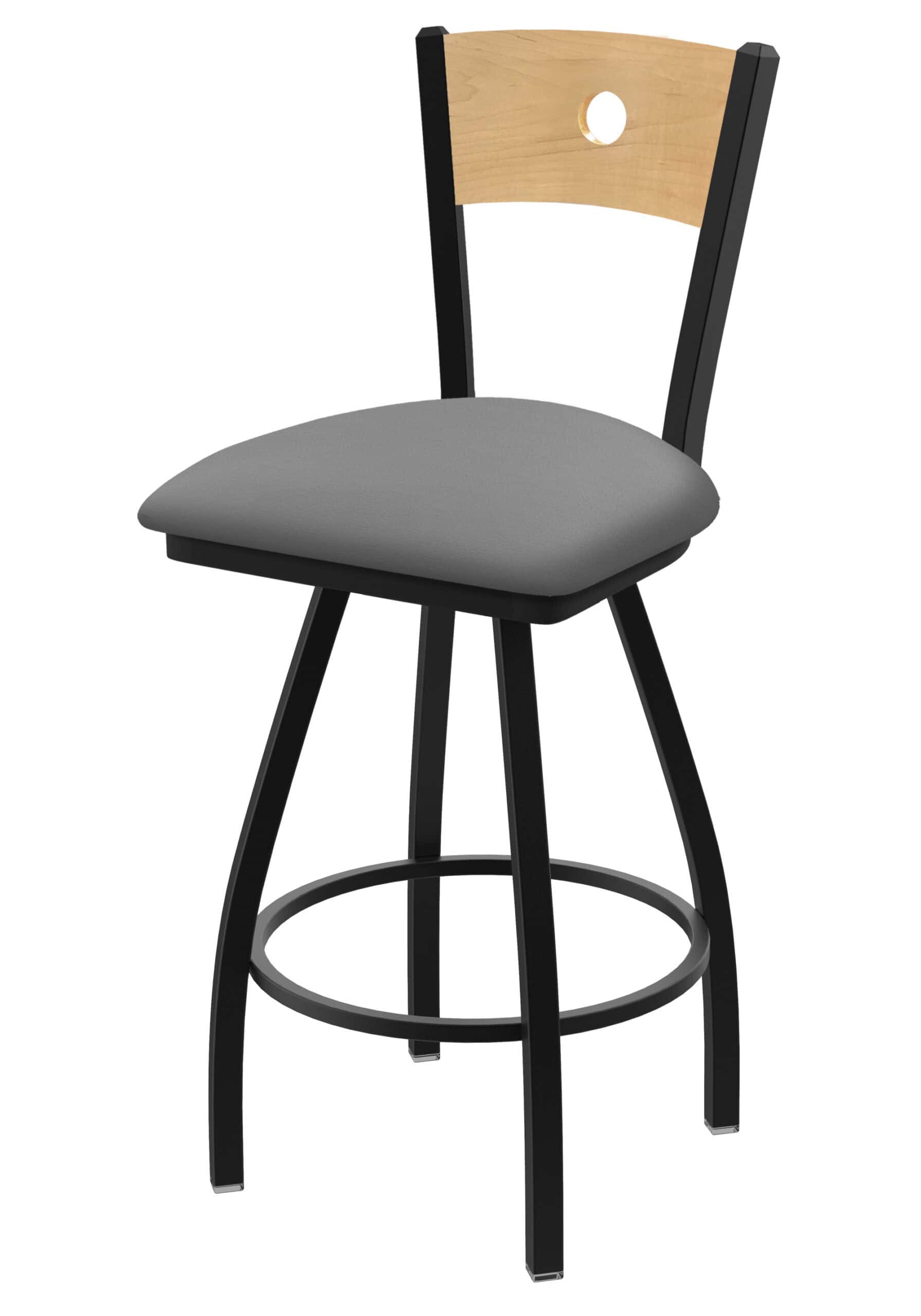 Voltaire 36-Inch Extra-Tall Bar Stool with Black Wrinkle Finish, Natural Back, and Canter Folkstone Grey Seat 5 Voltaire 36-Inch Extra-Tall Bar Stool with Black Wrinkle Finish, Natural Back, and Canter Folkstone Grey Seat