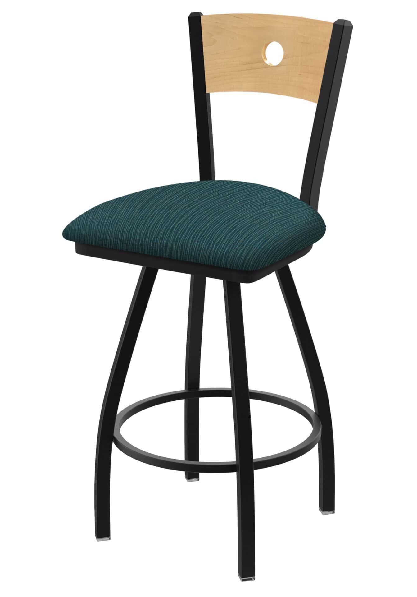 Voltaire 36-Inch Extra-Tall Bar Stool with Black Wrinkle Finish, Natural Back, and Graph Tidal Seat 1 Voltaire 36-Inch Extra-Tall Bar Stool with Black Wrinkle Finish, Natural Back, and Graph Tidal Seat