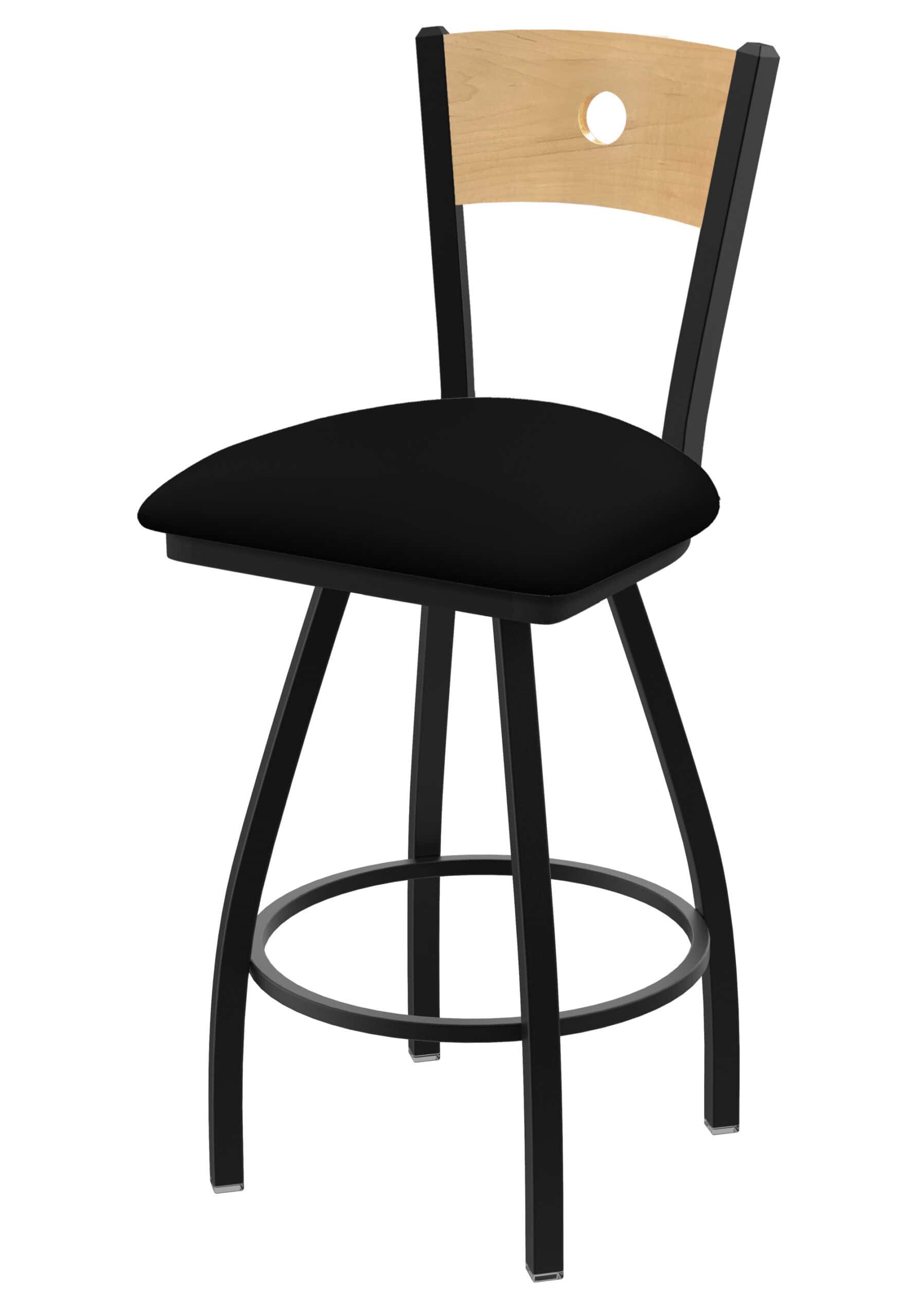Voltaire 36-Inch Extra-Tall Bar Stool with Black Wrinkle Finish, Natural Back, and Black Vinyl Seat 5 Voltaire 36-Inch Extra-Tall Bar Stool with Black Wrinkle Finish, Natural Back, and Black Vinyl Seat