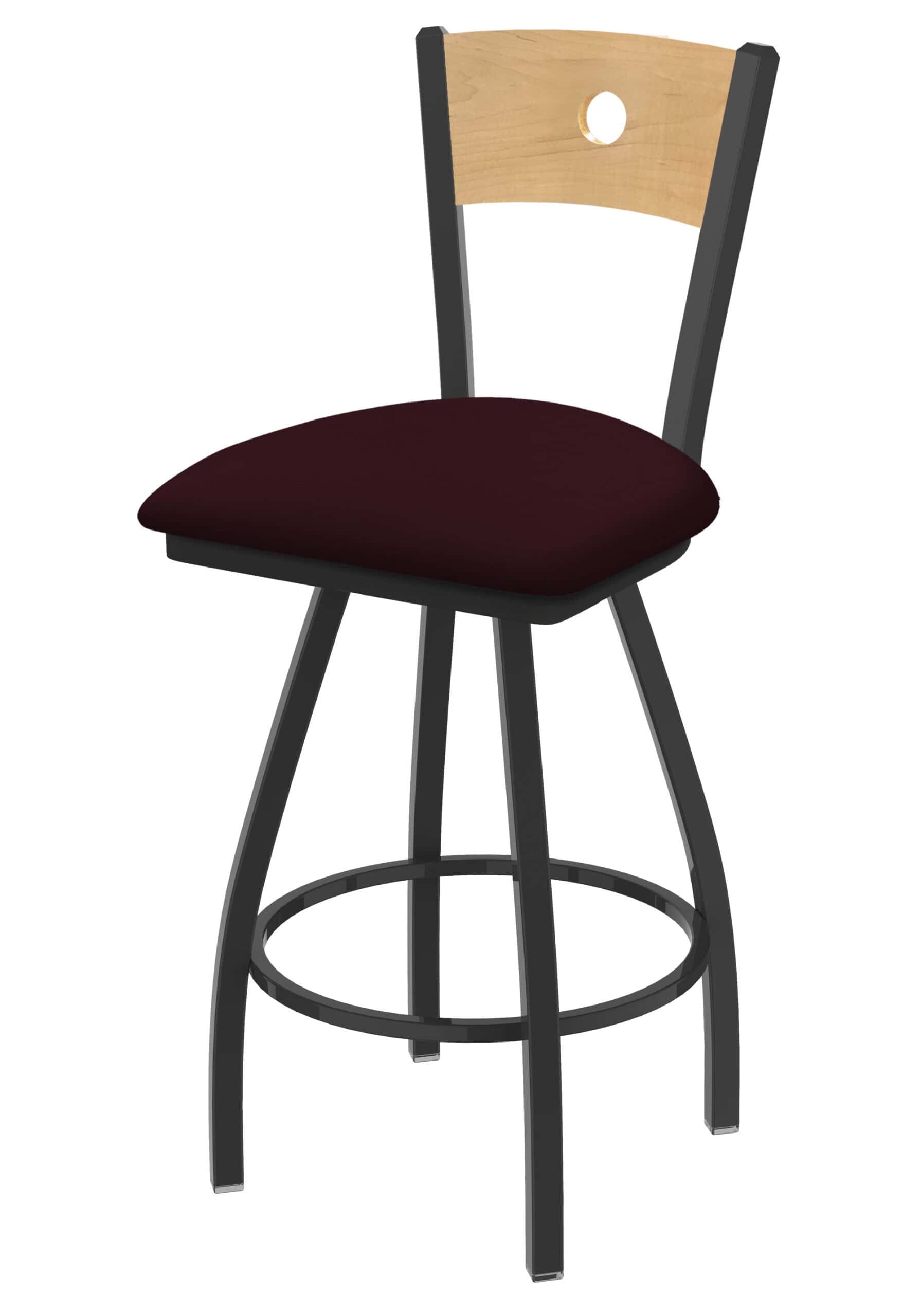 Voltaire 36-Inch Extra-Tall Bar Stool with Pewter Finish, Natural Back, and Canter Bordeaux Seat 5 Voltaire 36-Inch Extra-Tall Bar Stool with Pewter Finish, Natural Back, and Canter Bordeaux Seat