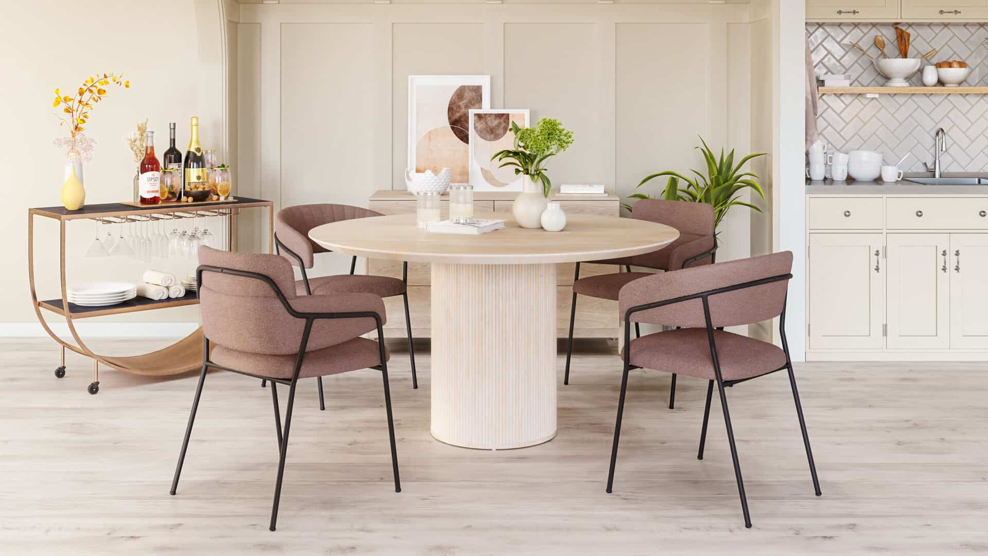 Round Mango Wood Dining Table with Hidden Storage Compartment 3 Round Mango Wood Dining Table with Hidden Storage Compartment - Image 3