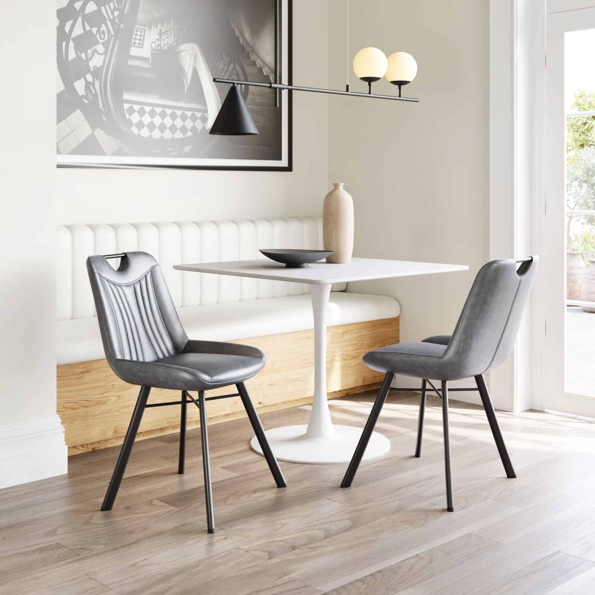 Modern Velvet Dining Chair with Steel Legs and Tufted Upholstery (Set of 2) 1 Modern Velvet Dining Chair with Steel Legs and Tufted Upholstery (Set of 2)