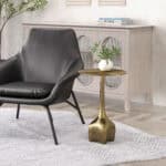 Round Marble Top Side Table with Antique Brass Cast Base