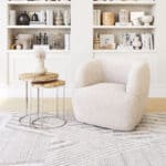 Ivory Shearling Style Swivel Chair with Armrest Support 11 Ivory Shearling Style Swivel Chair with Armrest Support